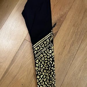 roberto cavalli black gold leggings small